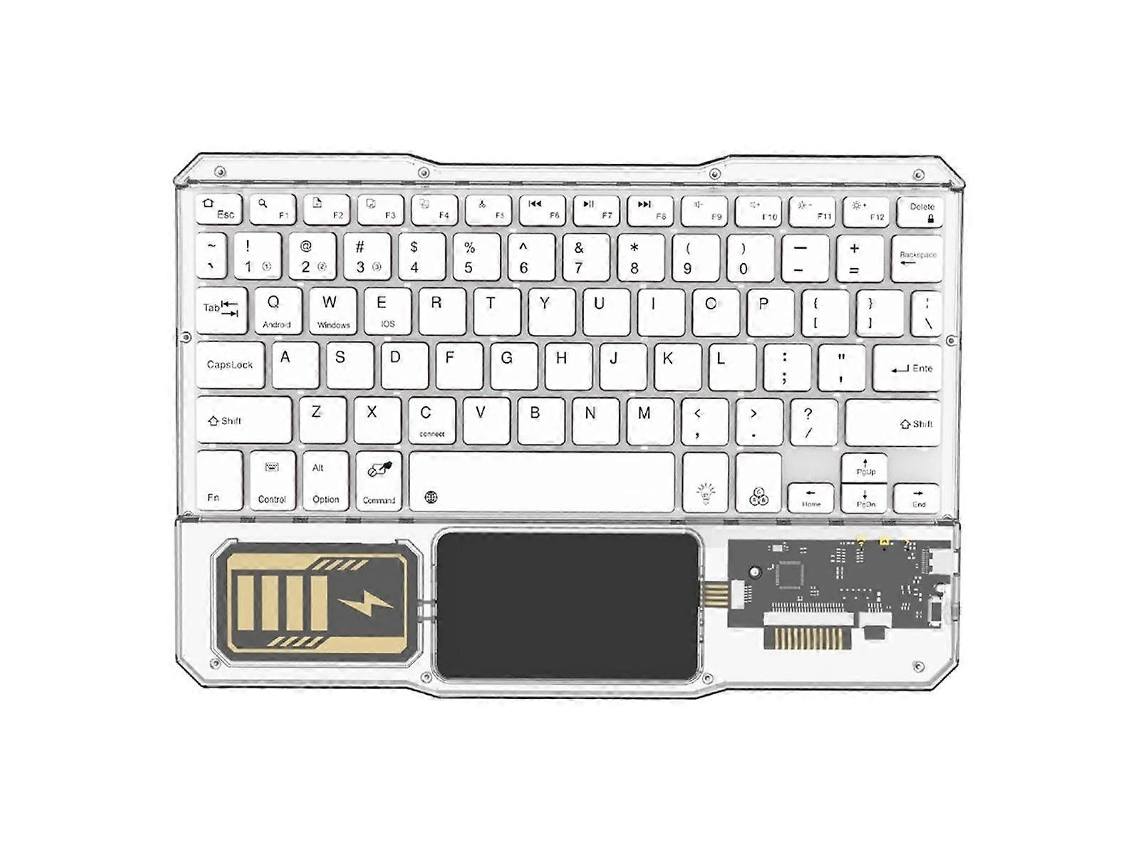 Teclado Sem Fio Luminoso Com Touchpad Recarregável E Bluetooth Para Telefone, Pc, Tablet E Jogos, Branco Ly Ebike
