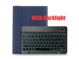 Teclado Bluetooth Com Capa De Couro, Cor Azul Escuro E Teclado Retroiluminado Galaxy Tab A 10.5 T590/t595 Yunzii