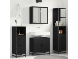 Vidaxl Conjunto De Móveis Para Banheiro Com Porta 4 Pcs Carvalho Preto
