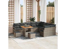 Vidaxl Conjunto De Sofá De Jardim Com Almofada 12 Pcs Cinzeto Vime Pe