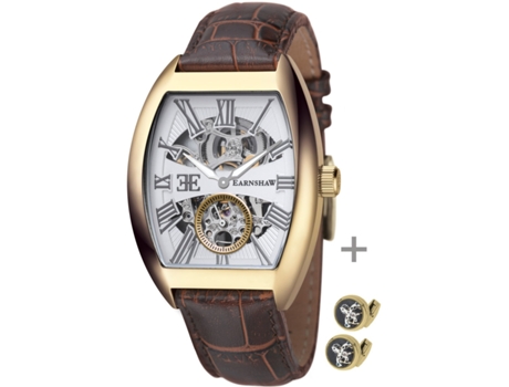 Relógio Masculino Couro Real Marrom Holborn Gent'S Autom. Conjunto de placas Es-8015-03 THOMAS EARNSHAW