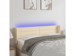 Vidaxl Cabeceira De Cama C/ Luzes Led Tecido 147x16x78/88 Cm Cor Creme