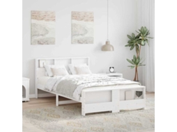 Vidaxl Estrutura da Cama Branco 135 X 190 Cm Madeira Processada