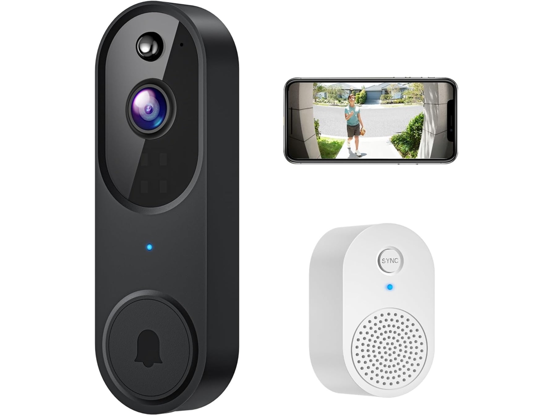 Campainha De Vídeo Sem Fio 1080p Com Áudio Bidirecional, Detecção Inteligente De Movimento Humano, Visão Noturna Hd, Armazenamento Em Nuvem Aquaforge