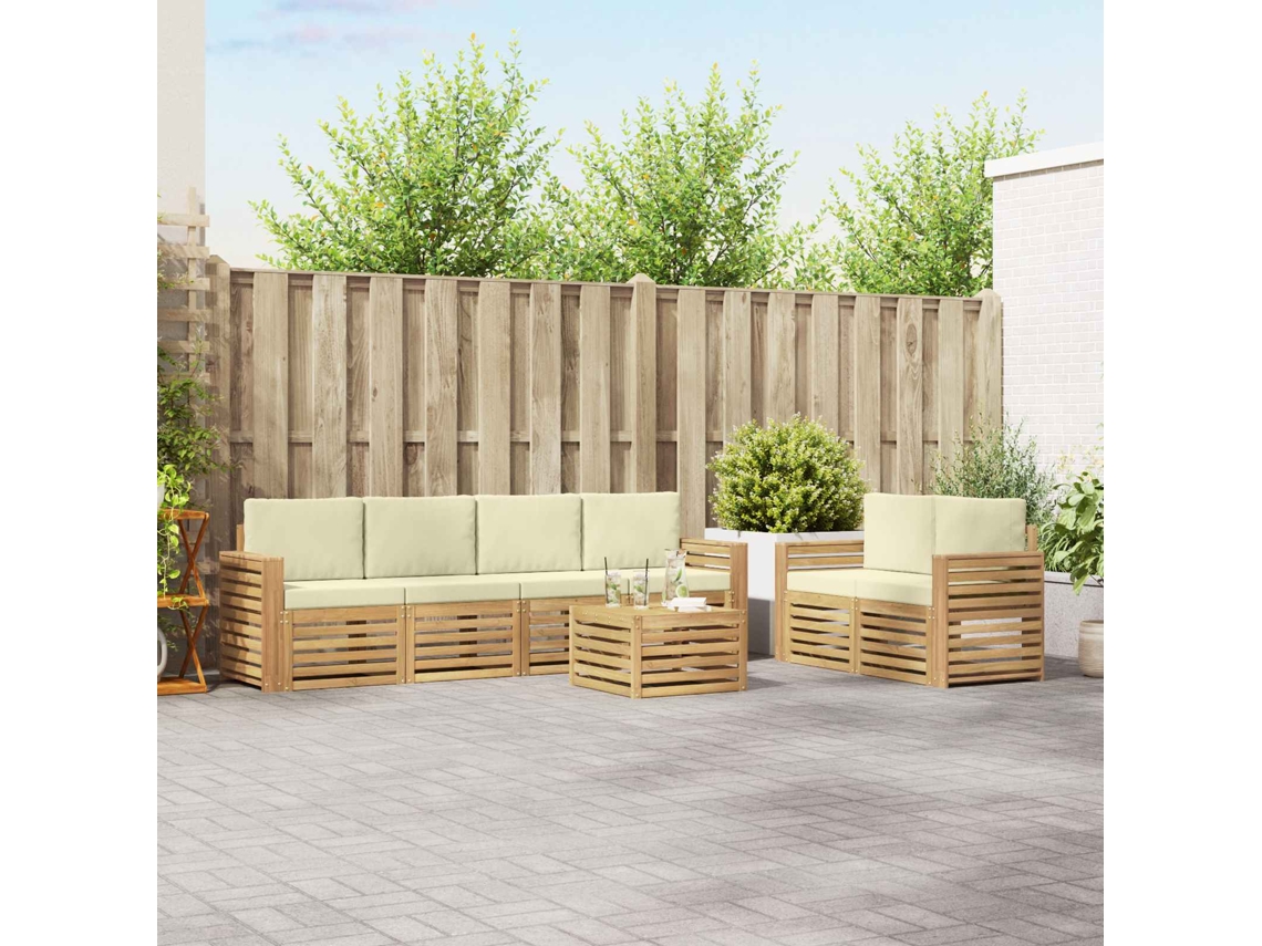 Vidaxl Conjunto De Sofás Para Exterior 7 Unid. Branco E Creme