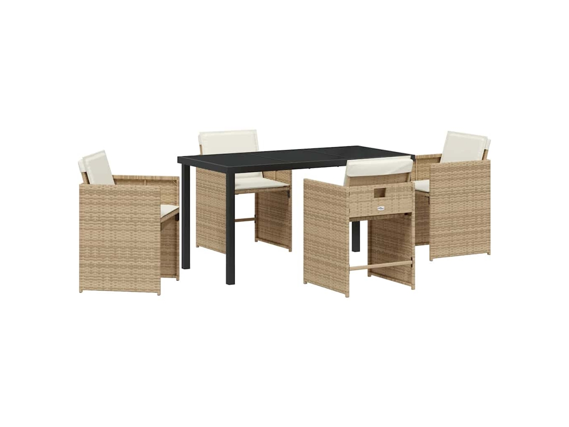 Conjunto 5 De Jantar Para Jardim Vidaxl Bege Vime Pe