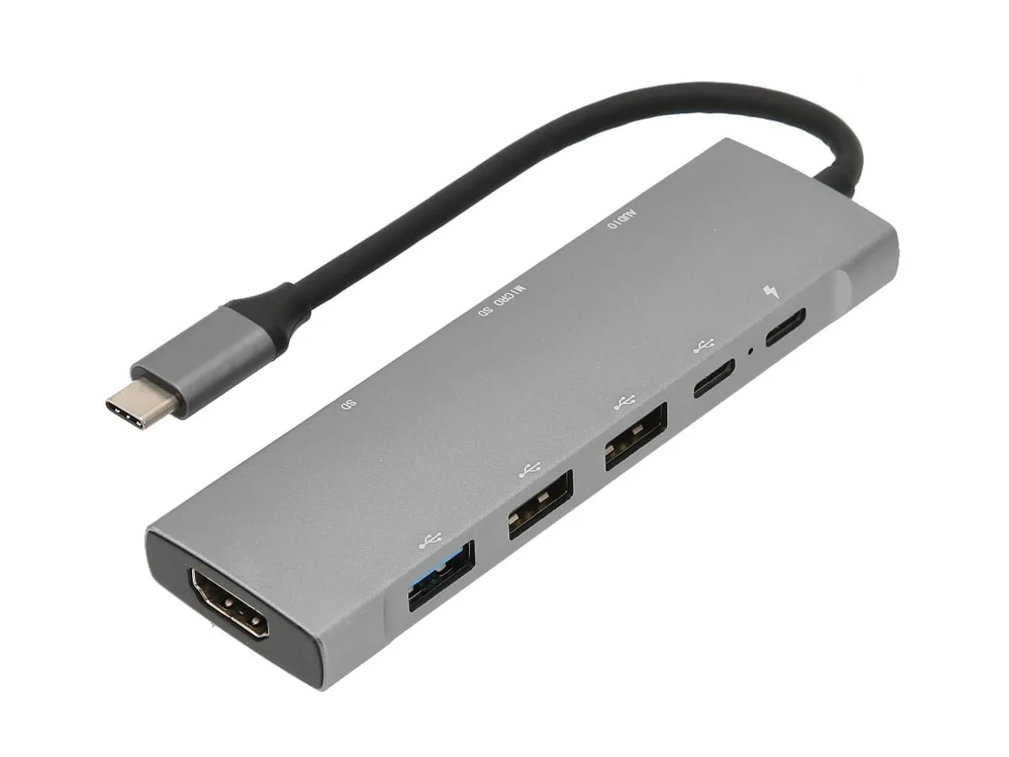 Hub Usb C 9 Em 1 Usb3.1 Type C Docking Station Laptop Adaptador De Carregamento Rápido Cinza Gusshious
