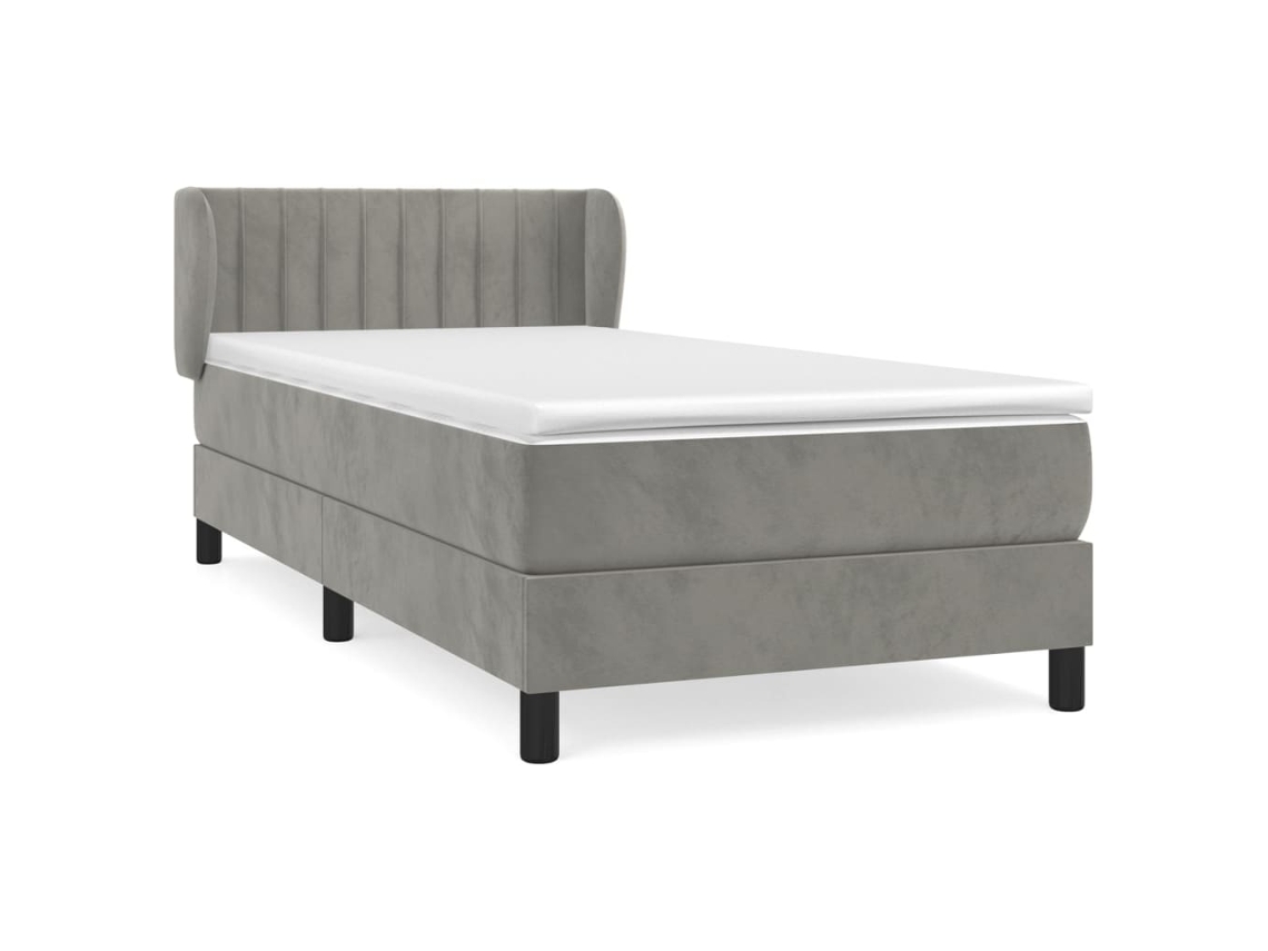 Cama com Molas/colchão 80x200 Cm Veludo Cinza claro MAISON EXCLUSIVE