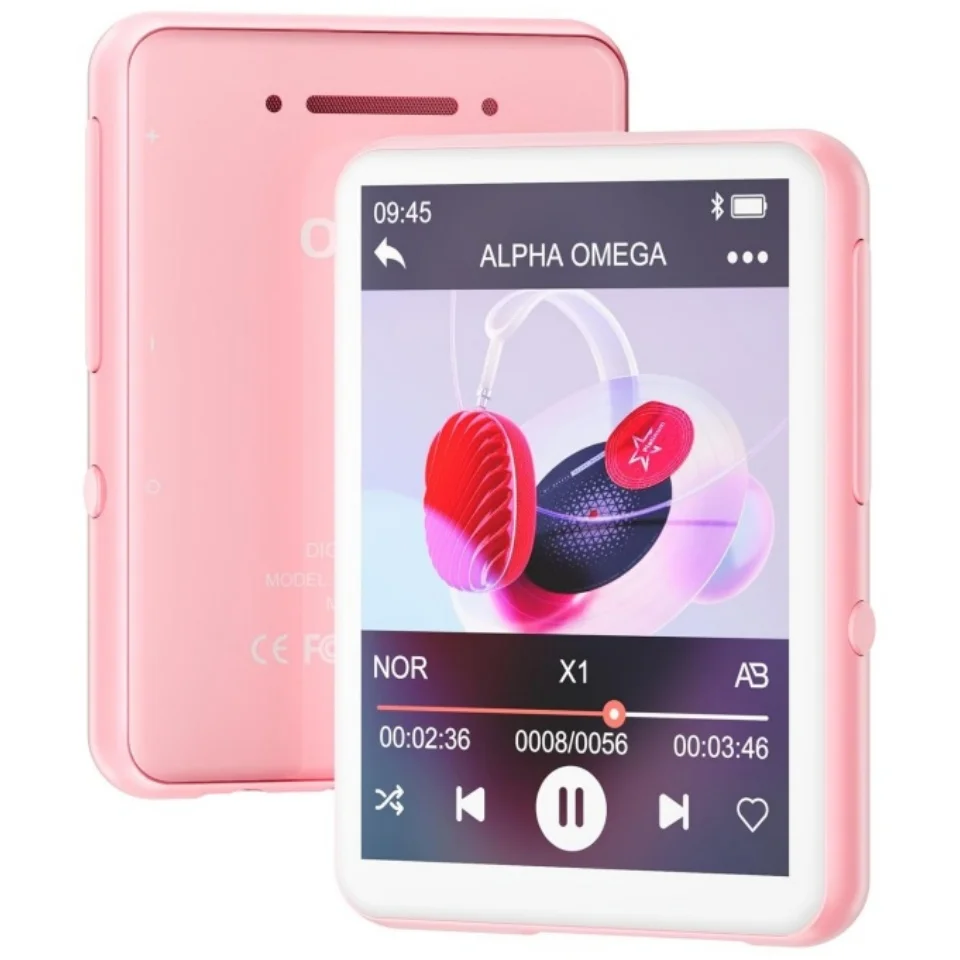 Leitor De Mp3 De 128 Gb, Bluetooth, Tela Sensível Ao Toque De 5,4 Polegadas, Rádio Fm, Rosa.