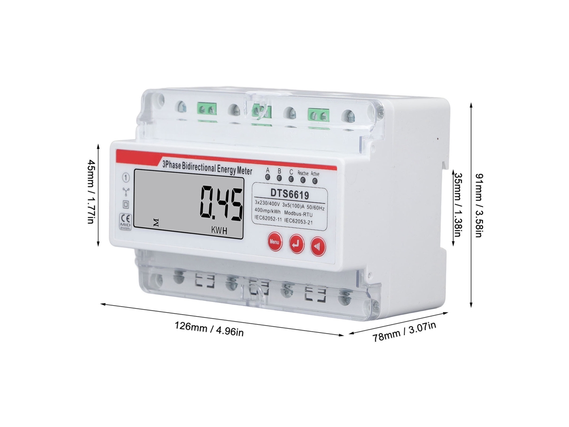 Laxiscreed Conta De Energia Trifásica De Quatro Fios Com Ecrã Lcd E Controlo Por Botão