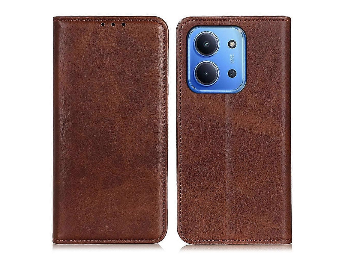Capa Tipo Carteira De Couro Rachado Tkdaddy Para Xiaomi Redmi 15c 5g (ue) (173 Mm) / 15c 4g (ue) (173 Mm) - Café