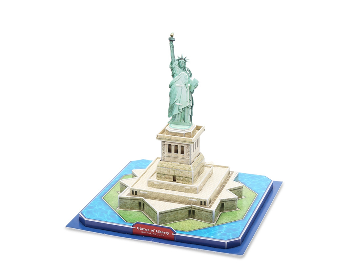 Quebra-cabeça 3d Da Estátua Da Liberdade Em Papelão, 32 Peças, Feito De Papelão Resistente, Medindo 22x23x23 Cm.