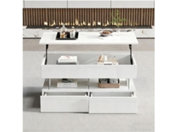 Mesa De Centro Elevável - Minimal - 100x50x46 Cm - Tampo Elevável - 2 Gavetas - Faixa De Led Bluetooth