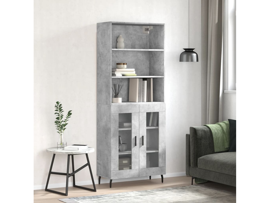 Vidaxl Armário Alto 69,5x34x180 Cm Derivados De Madeira Cinza Cimento