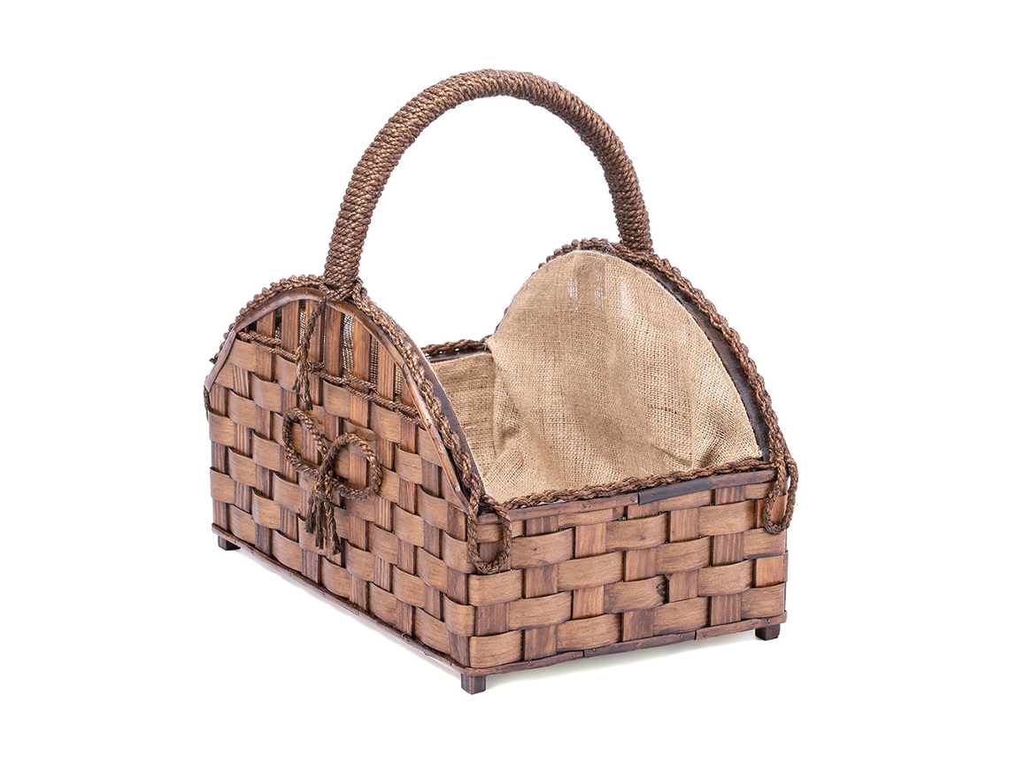 Cesto de leña Orework rectangular con asa de 53x35x30 cm