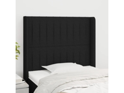 Vidaxl Cabeceira De Cama C/ Abas Tecido 83x16x118/128 Cm Preto