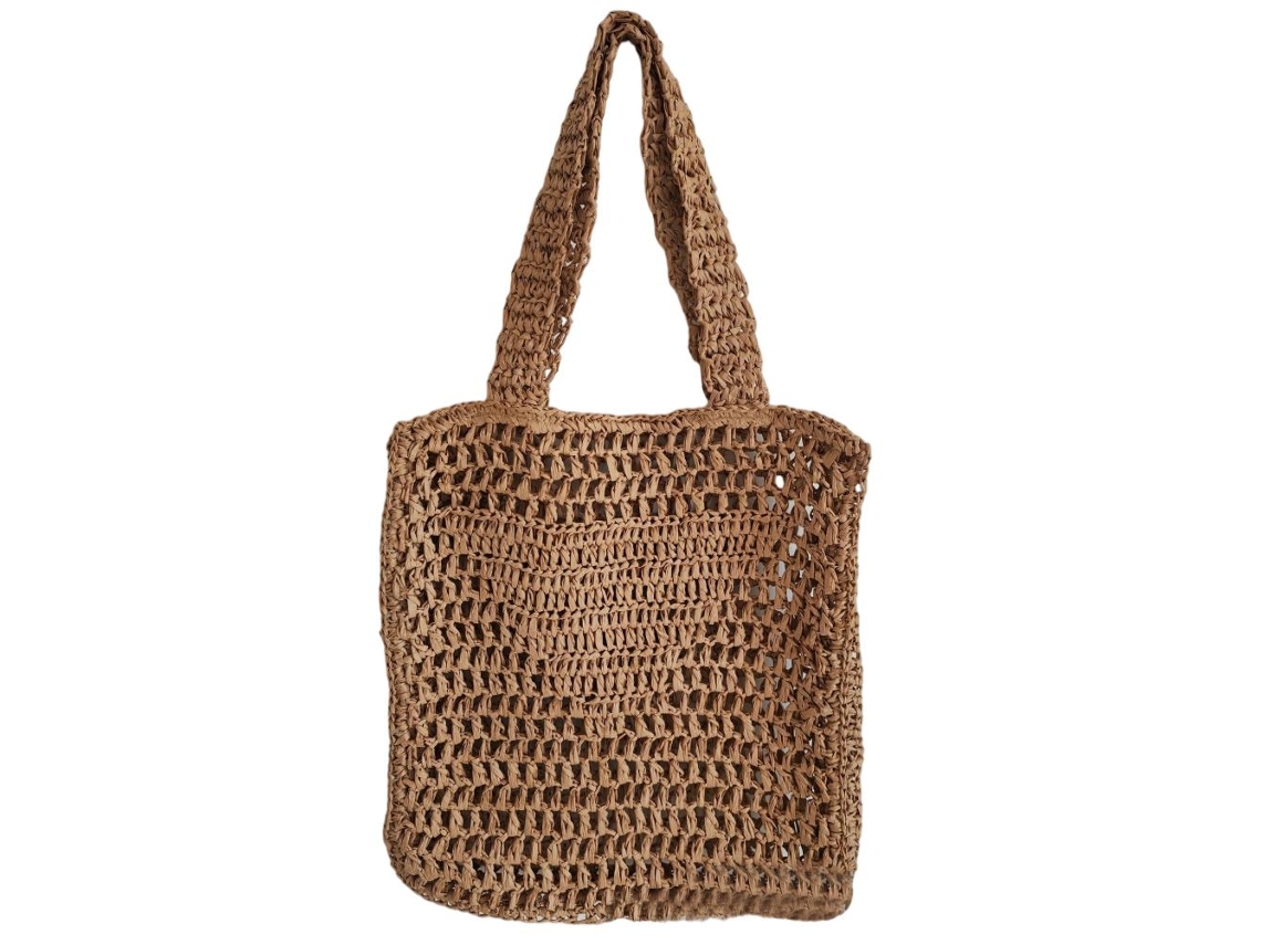 Bolsa artesanal de palha para viagens e praia, rede de pesca, bolsa solta, casual, bolsa de ombro | S/BRAND