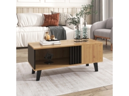 Mesa de Centro LYYTUNG com Design em Madeira Colorida e Preto, com Gavetas e Armazenamento Versátil (100x60x45 cm)