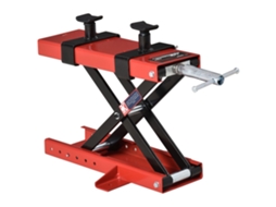 Suporte De Elevação Tipo Tesoura Para Motocicleta, Central Ajustável Para Com Capacidade De Até 500 Kg Em Metal Vermelho.