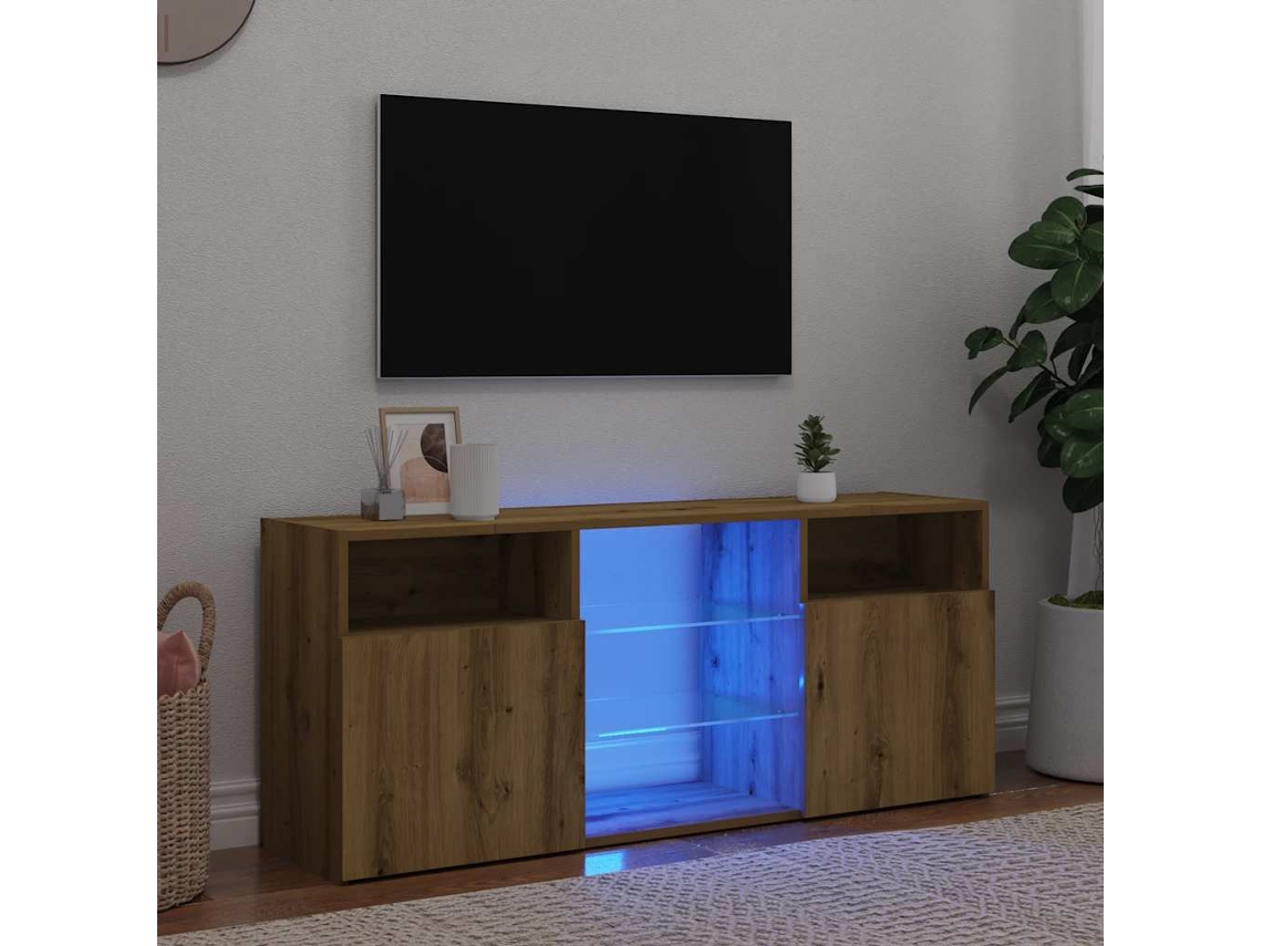 Vidaxl Móvel Tv C/ Luzes Led Derivados de Madeira Carvalho Artisiano