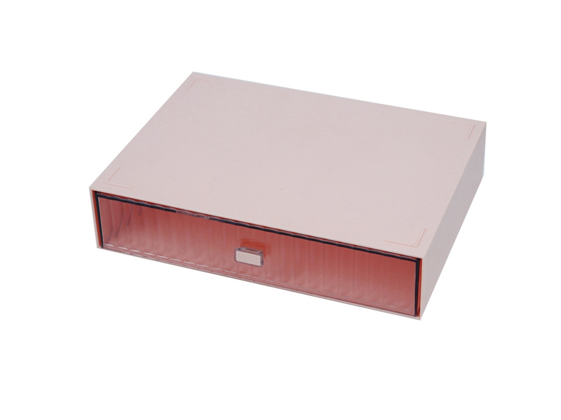 Organizador de Gaveta de Mesa Plástico Diy À Prova D'água Resistente À Poeira Rosa Listrado 1 Gaveta | S/MARCA