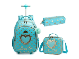 Mochila Infantil com Rodas, Conjunto de Duas Peças, Inclui Lancheira, Ideal para Crianças, Educativo, Durável STELASPLEN