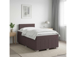 Vidaxl Cama Box Spring Com Colchão Marrom Escuro 120 X 190 Cm Tecido