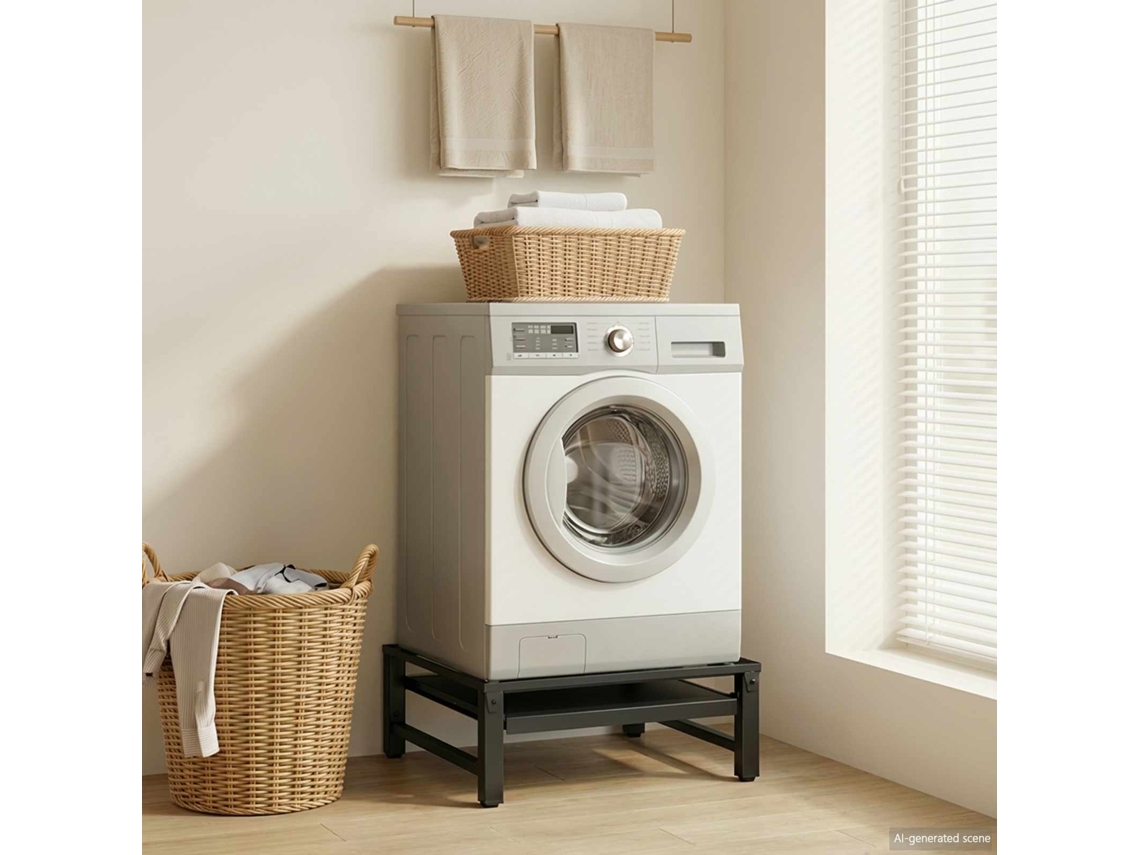 Vidaxl Pedestal Para Máquina De Lavar Preto 62 X 60,5 X 32,5 Cm Aço