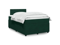 Vidaxl Cama Boxspring Com Colchão 120x190 Cm Veludo Verde-escuro