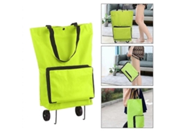 Carrinho de Compras Dobrável com Rodas, Sacola de Compras Reutilizável e Dobrável para Viagens, Cor Verde. GOKOCO