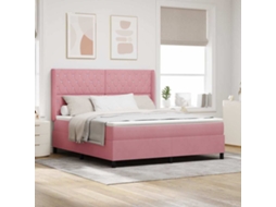 Vidaxl Cama Box Com Colchão Com Led Rosa 180 X 200 Cm Veludo