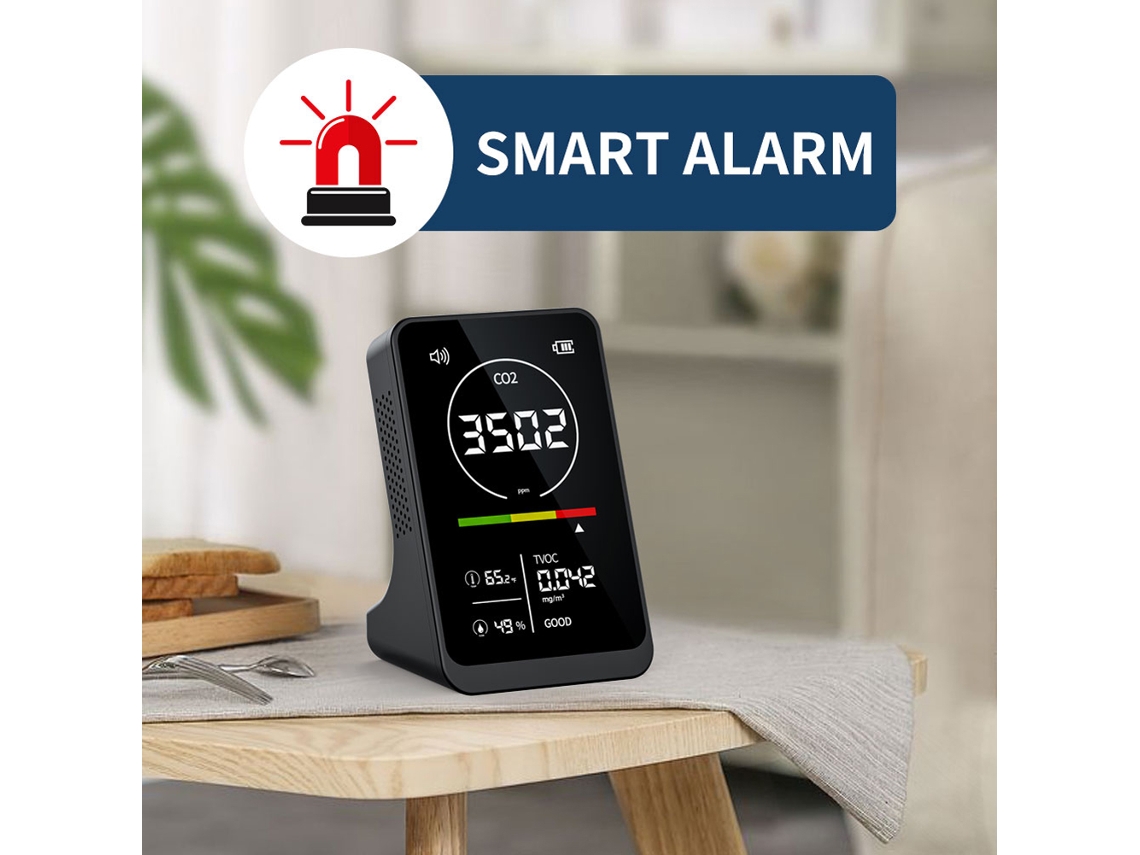 Medidor de qualidade do ar 4 em 1 com sensor NDIR detector de CO2 TVOC temperatura umidade portátil com alarme S/MARCA