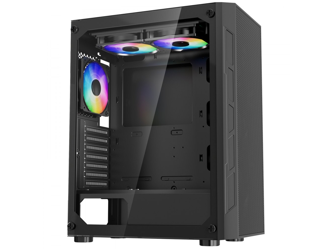 Gabinete Pc Gaming Mid Tower Com 3 Ventoinhas Argb, Painel De Vidro E Suporte Atx Até 320 Mm Tekmaquinas