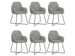 Conjunto 6 Cadeiras De Jantar Vidaxl Cinzento-claro Veludo (55 X 50 X 84 Cm)
