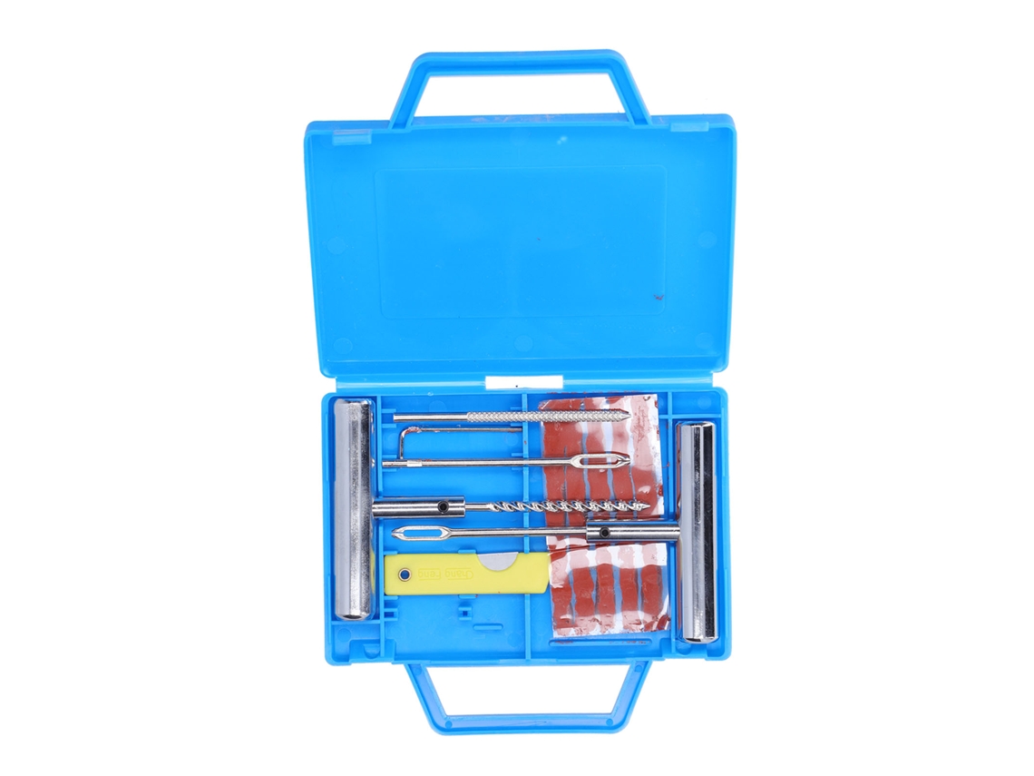 Kit profissional de reparo de pneus a vácuo para motocicletas, tratores e bicicletas.