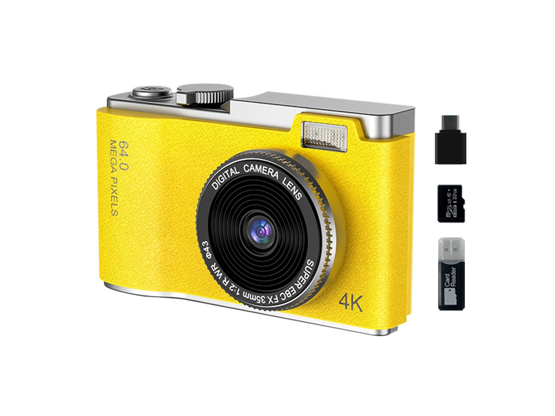 Câmara Digital Tela Ips Hd De 2,4 Polegadas (cartão Amarelo De 64 Gb) Cuich