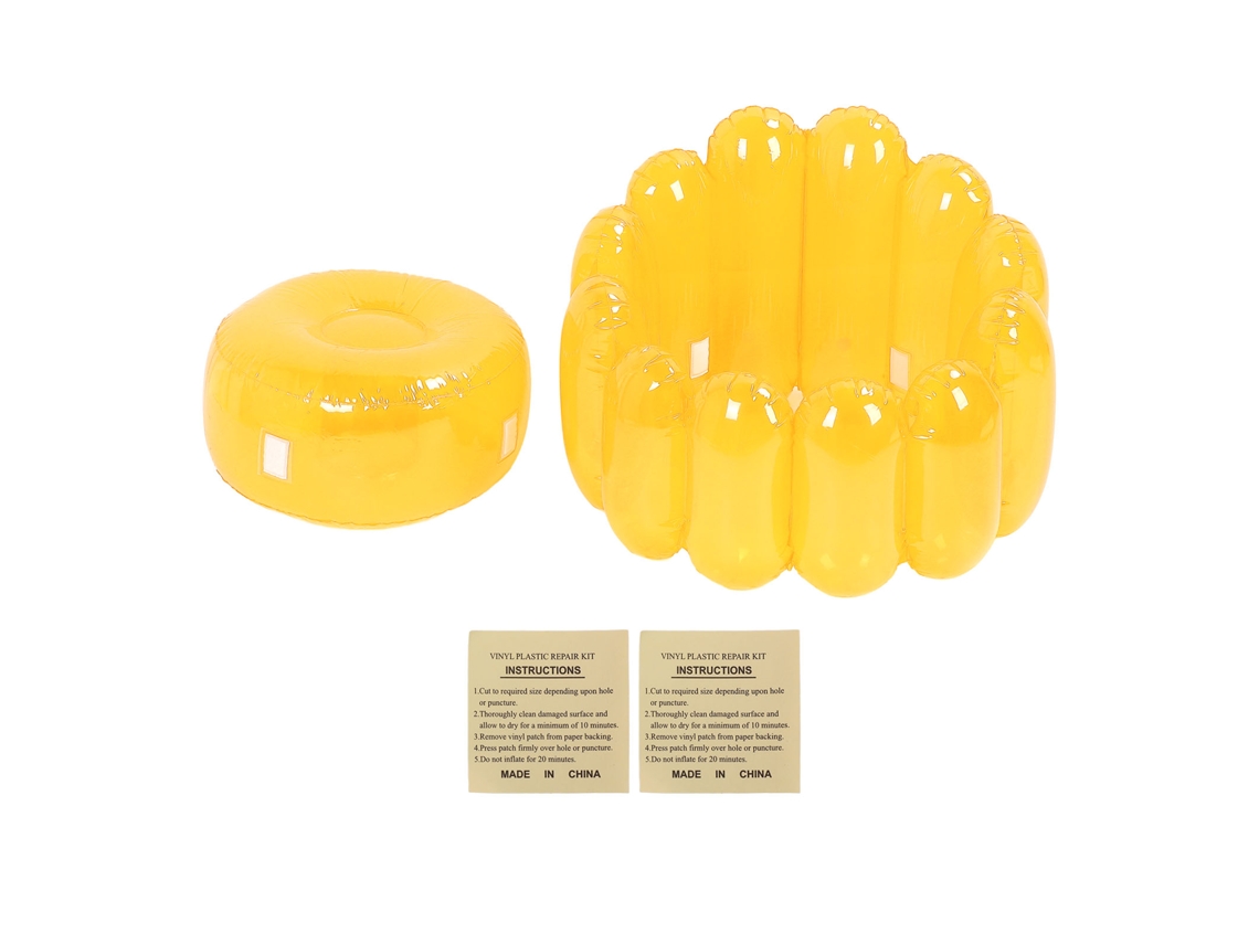 Sofá Inflable Portátil Transparente Amarillo Interior Y Exterior