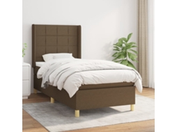 Vidaxl Cama Com Molas/colchão 90x190 Cm Tecido Castanho-escuro