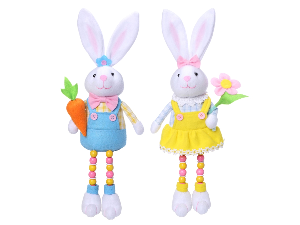 Conjunto de 2 Coelhinhos de Páscoa com Ovo e Rábano LAXISCREED