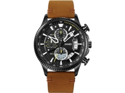 Lurelia Relógio Cronógrafo Masculino, Data/calendário, Couro, Vidro Mineral, Dourado, Castanho