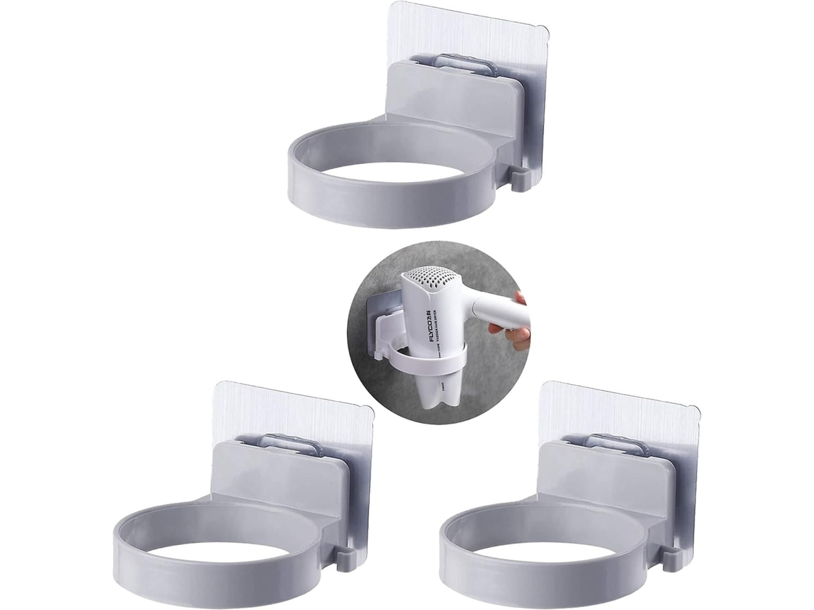 Suporte de Secador Cabelo Parede 3pcs, Montagem Cabelo, Prateleira Secado R com Ventosa Aut GOKOCO