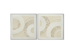 Pintura Home Esprit Branco Bege Abstrato Escandinavo 82 X 4,5 X 82 Cm (2 Unidades)
