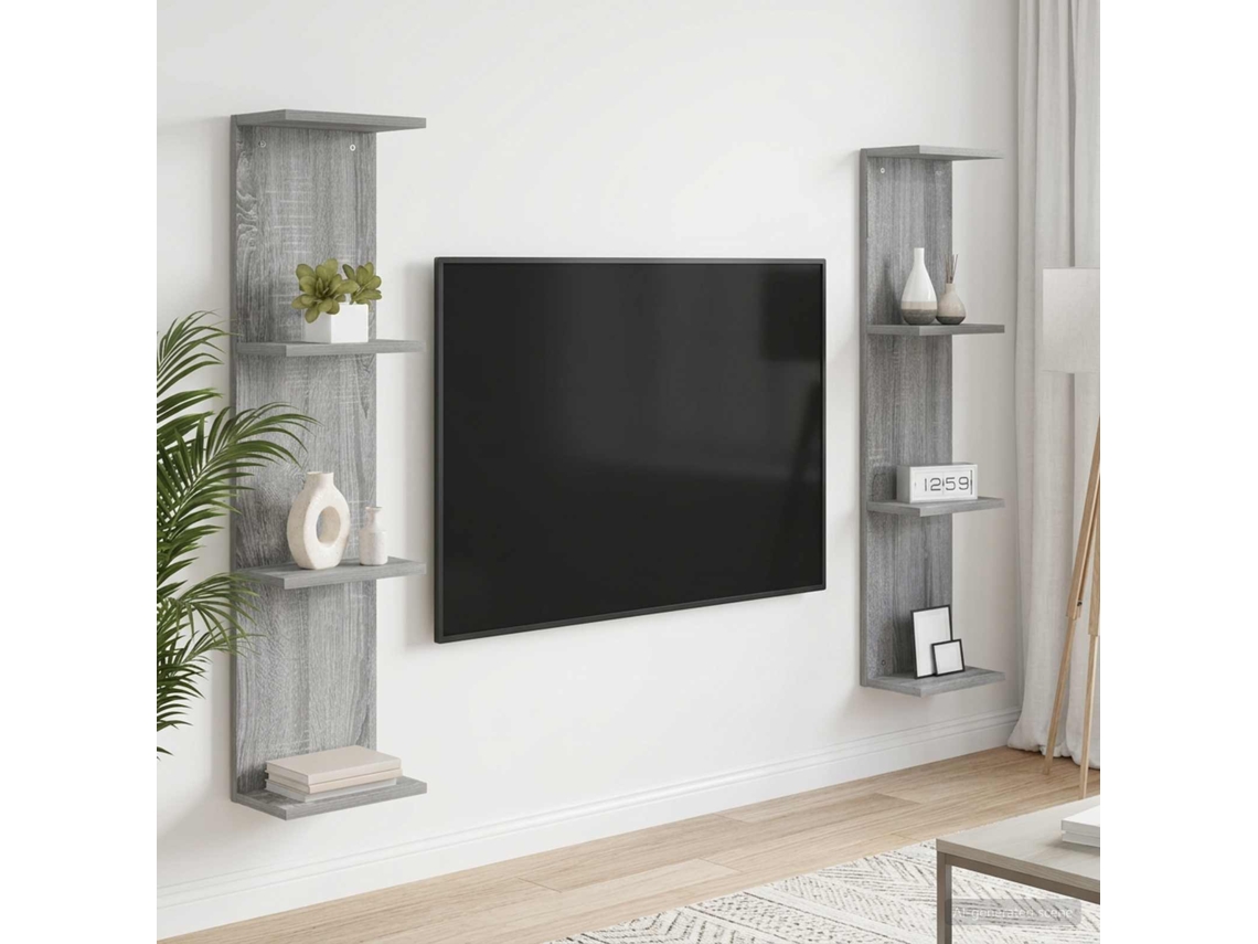 Vidaxl Prateleira De Parede 2 Unid. Sonoma Cinzento 25 X 15 X 100 Cm