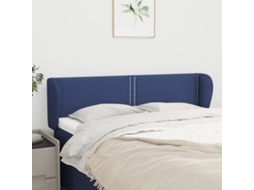 Vidaxl Cabeceira De Cama C/ Abas Tecido 147x23x78/88 Cm Azul