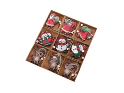 Mini Enfeites De Cristal Pendurados Para Árvore De Natal De Madeira Olysi Shop (9 Peças Vermelhas)