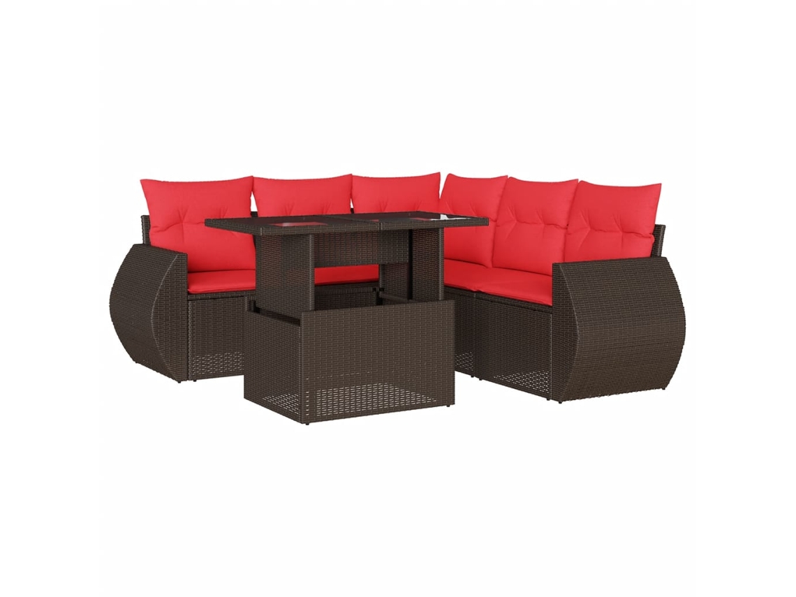 Conjunto de Sofá de Jardim, 6 Peças, Almofadas, Rattan Preto MAISON EXCLUSIVE