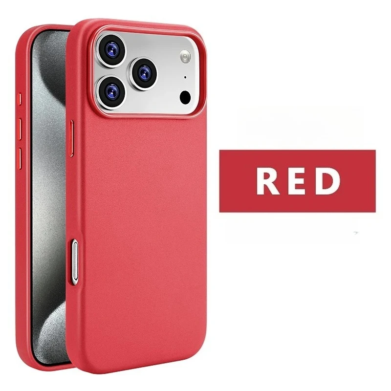 (vermelho, Iphone 12 Pro Max) Capa De Celular Premium Em Couro Genuíno Com Forte Adsorção Magnética Para Carregamento Sem Fio.