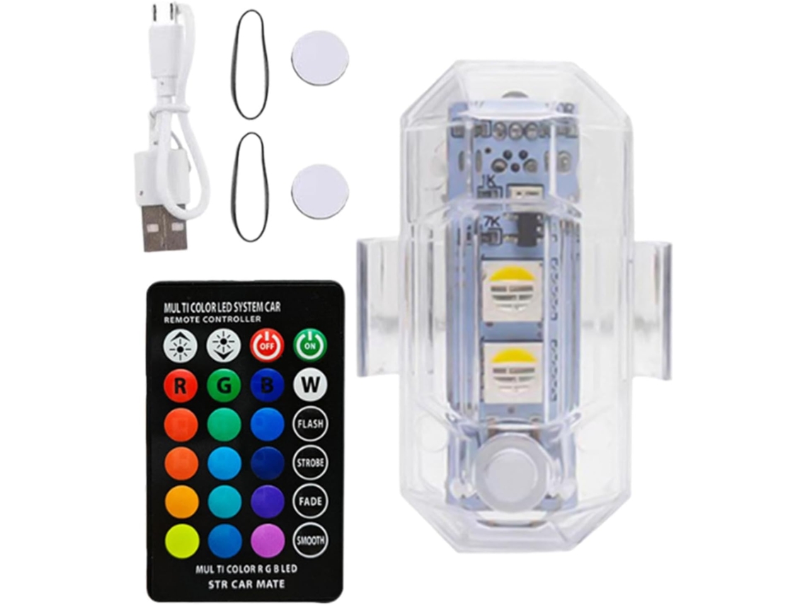 Luzes Intermitentes Sem Fio Para Veículos, Controle Remoto, Multicoloridas