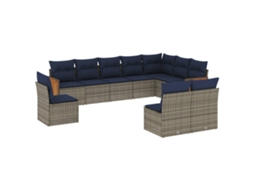 Conjunto de Sofá de Jardim, 10 Peças, Almofadas, Rattan Cinza MAISON EXCLUSIVE