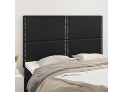Cabecero de 4 piezas de piel sintética, 72 x 5 x 78/88 cm, color negro